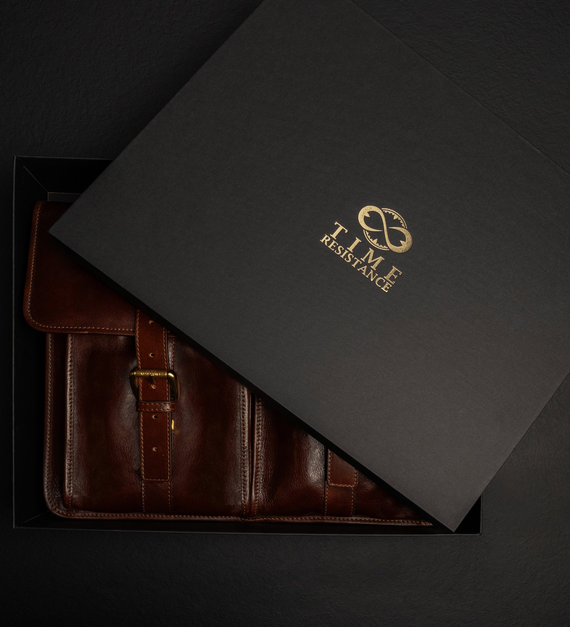 Borsa da lavoro a cartella con tracolla in pelle - The Time Machine