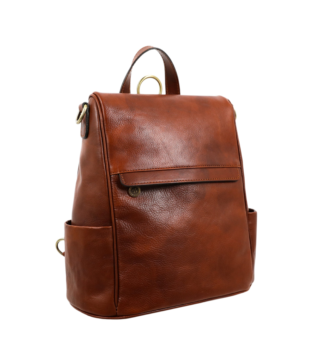 Zaino donna in pelle color cognac convertibile in borsa a spalla - The Waves