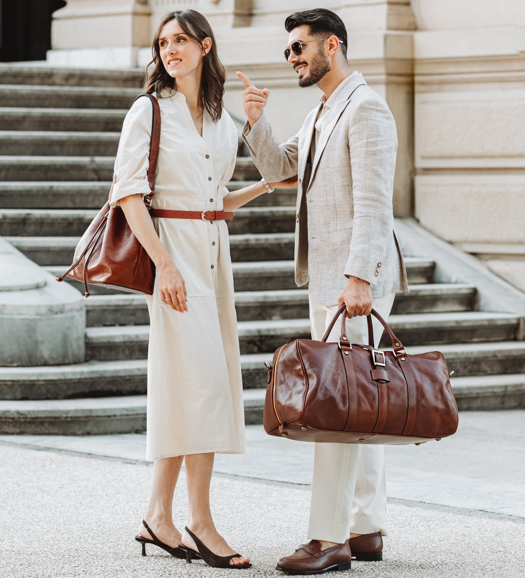 Borsone in pelle marrone cognac opaco - Tender Is the Night