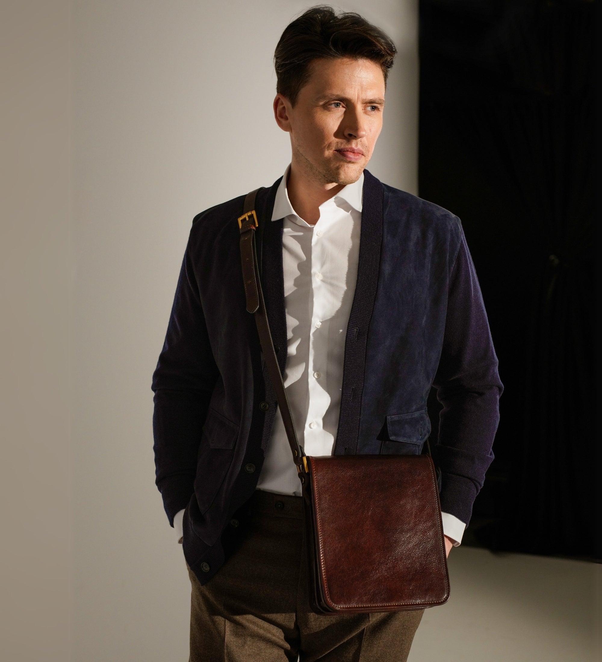 Borsa messenger piccola in pelle - On The Road