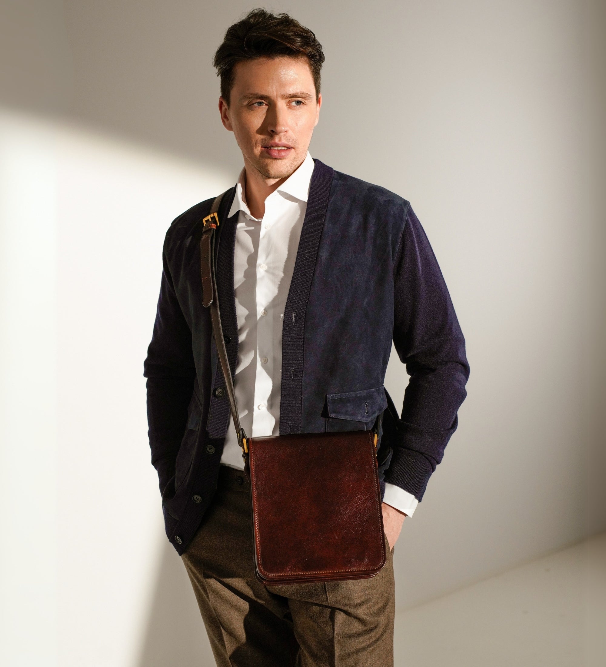 Borsa messenger piccola in pelle - On The Road