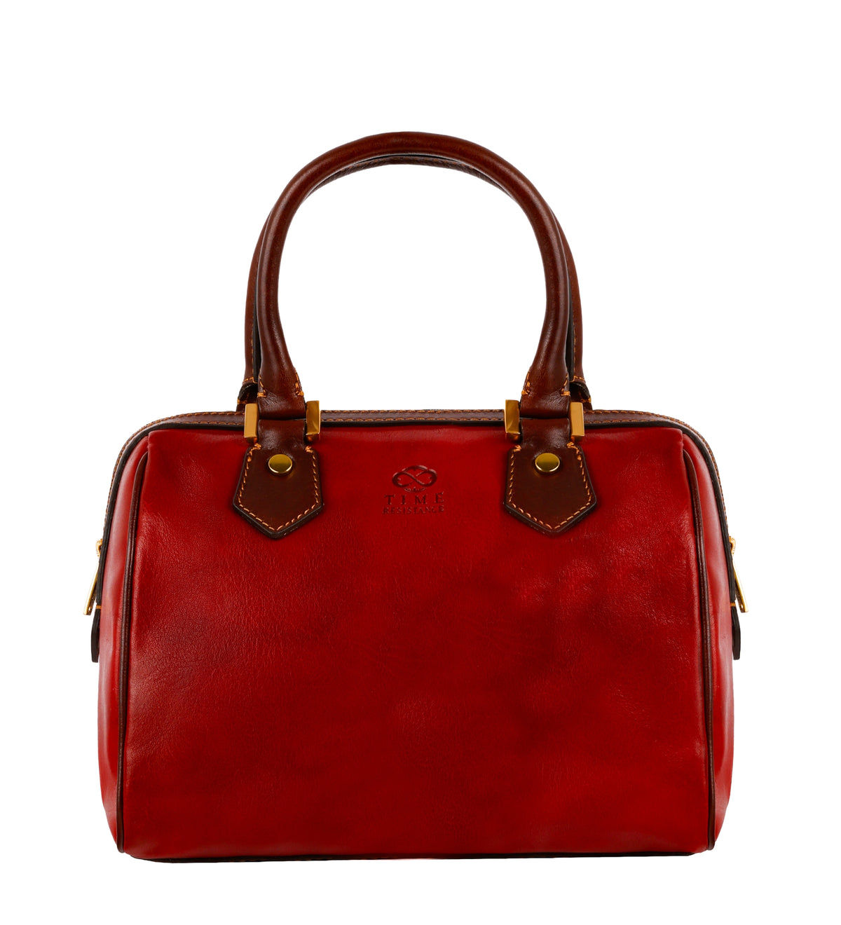 Bauletto in pelle Time Resistance Little Dorrit rosso, vista frontale su sfondo bianco