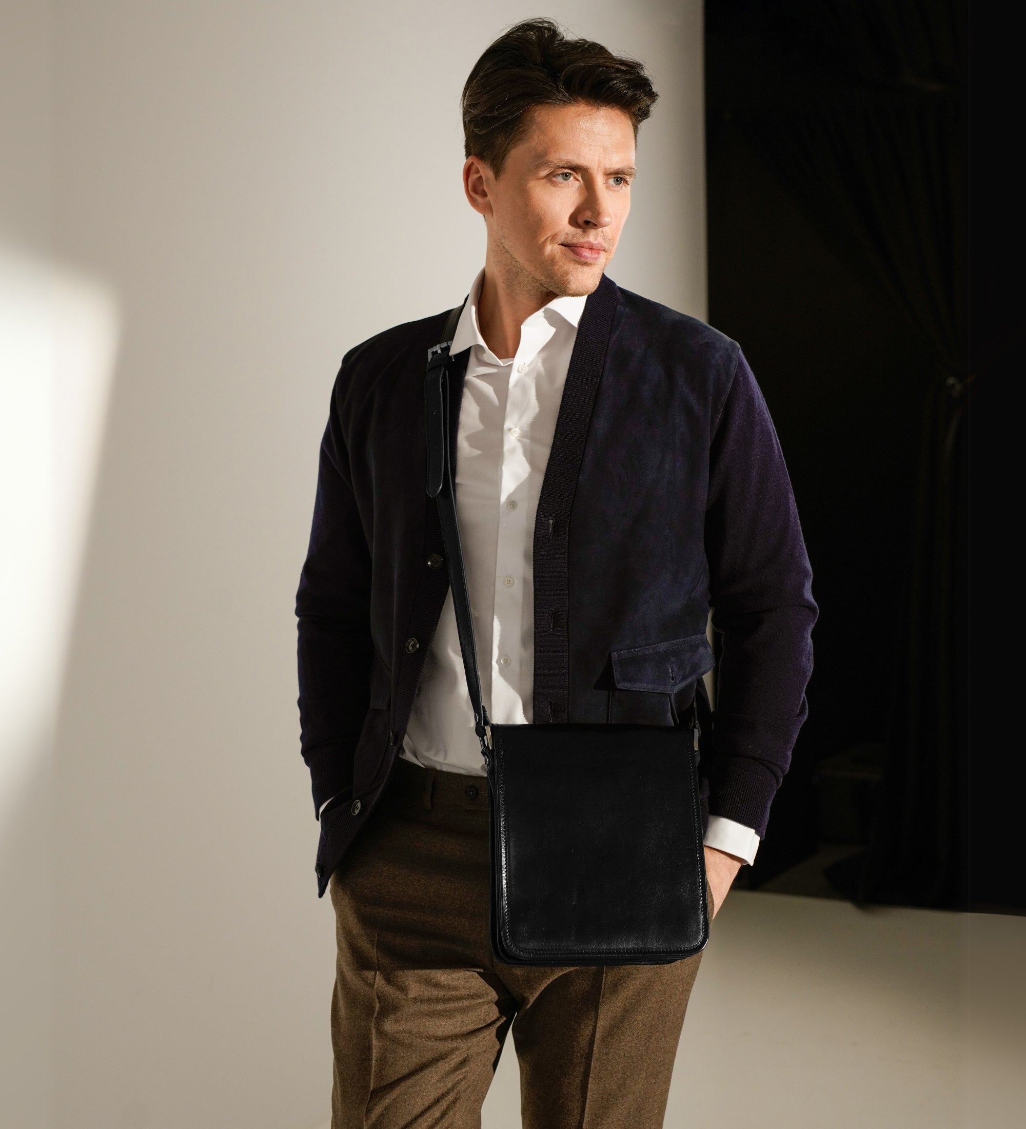 Borsa messenger piccola in pelle - On The Road