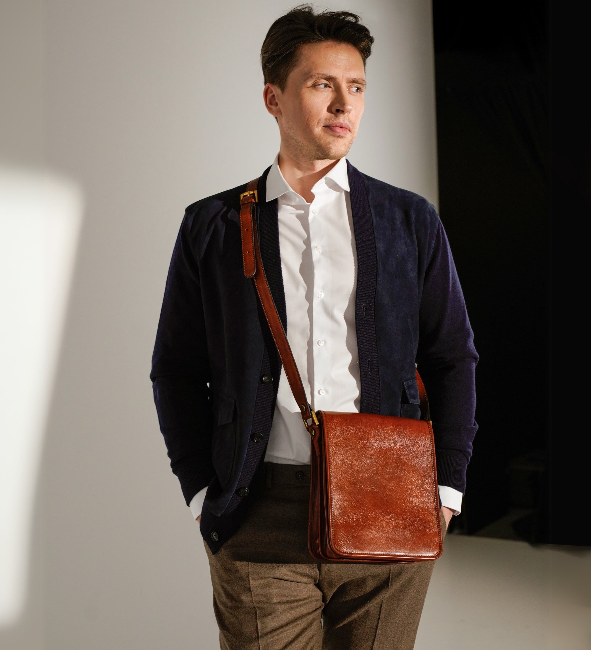 Borsa messenger piccola in pelle - On The Road