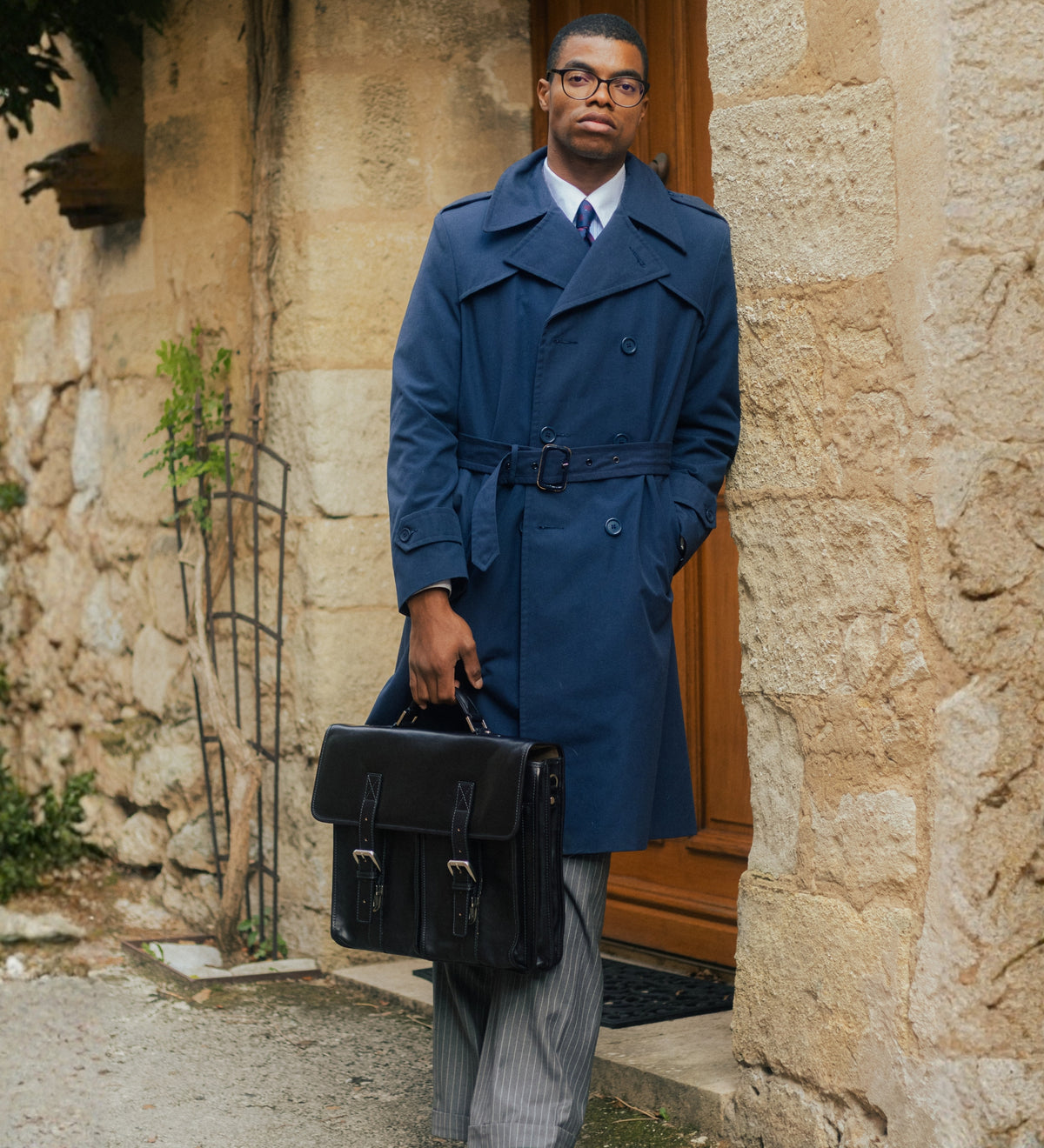 Borsa da lavoro a cartella con tracolla in pelle - The Time Machine