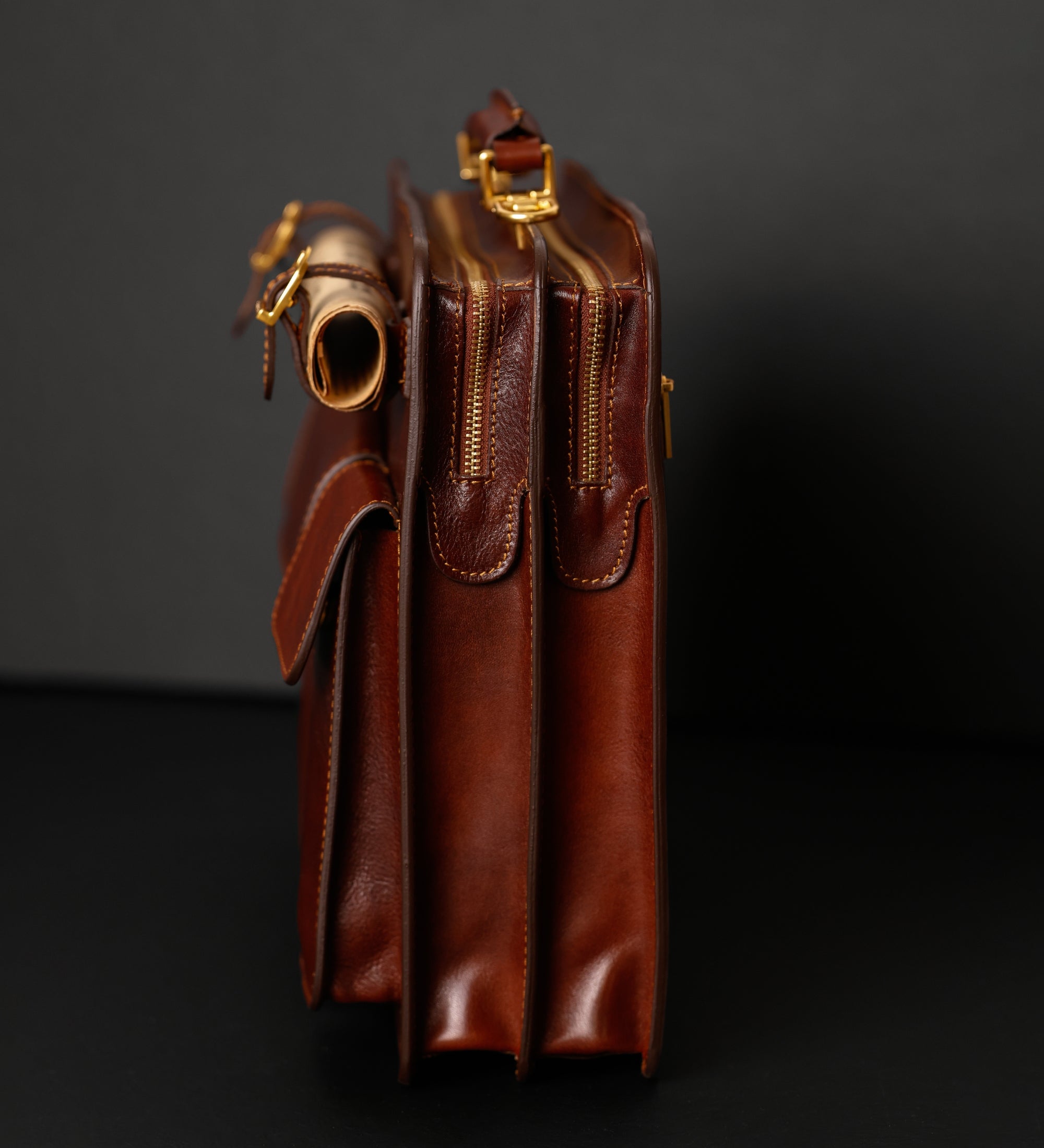 Borsa da lavoro a cartella con tracolla in pelle - The Prophet