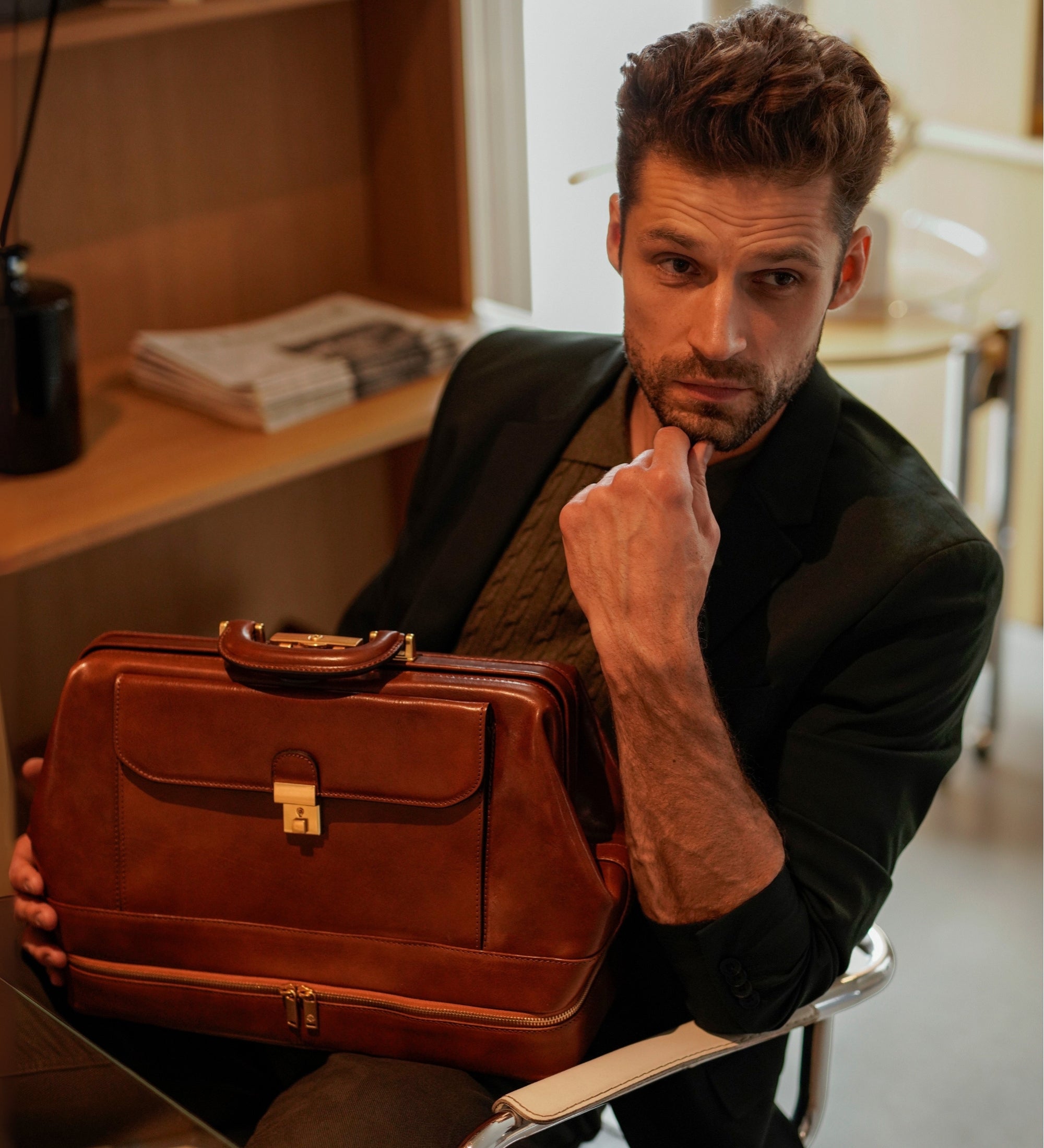 Borsa da medico grande in pelle Italiana - The Master and Margarita
