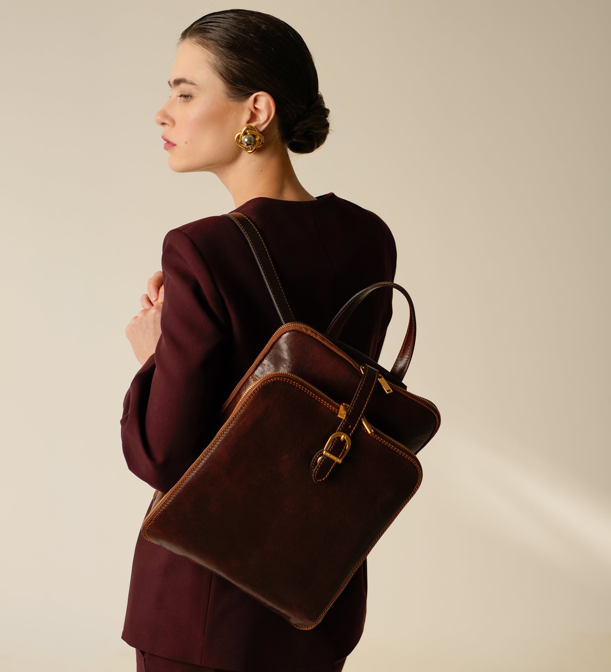 Zaino donna in pelle convertibile in borsa a spalla - Clarissa