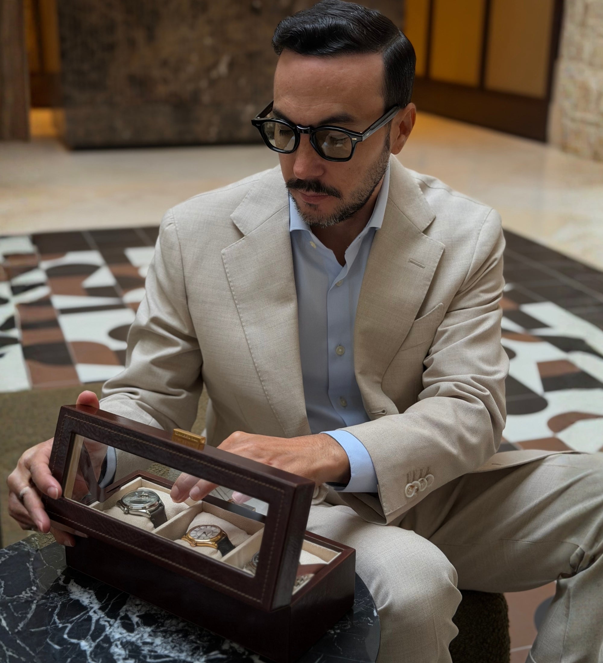 Cofanetto in pelle organizer per orologi - Silence