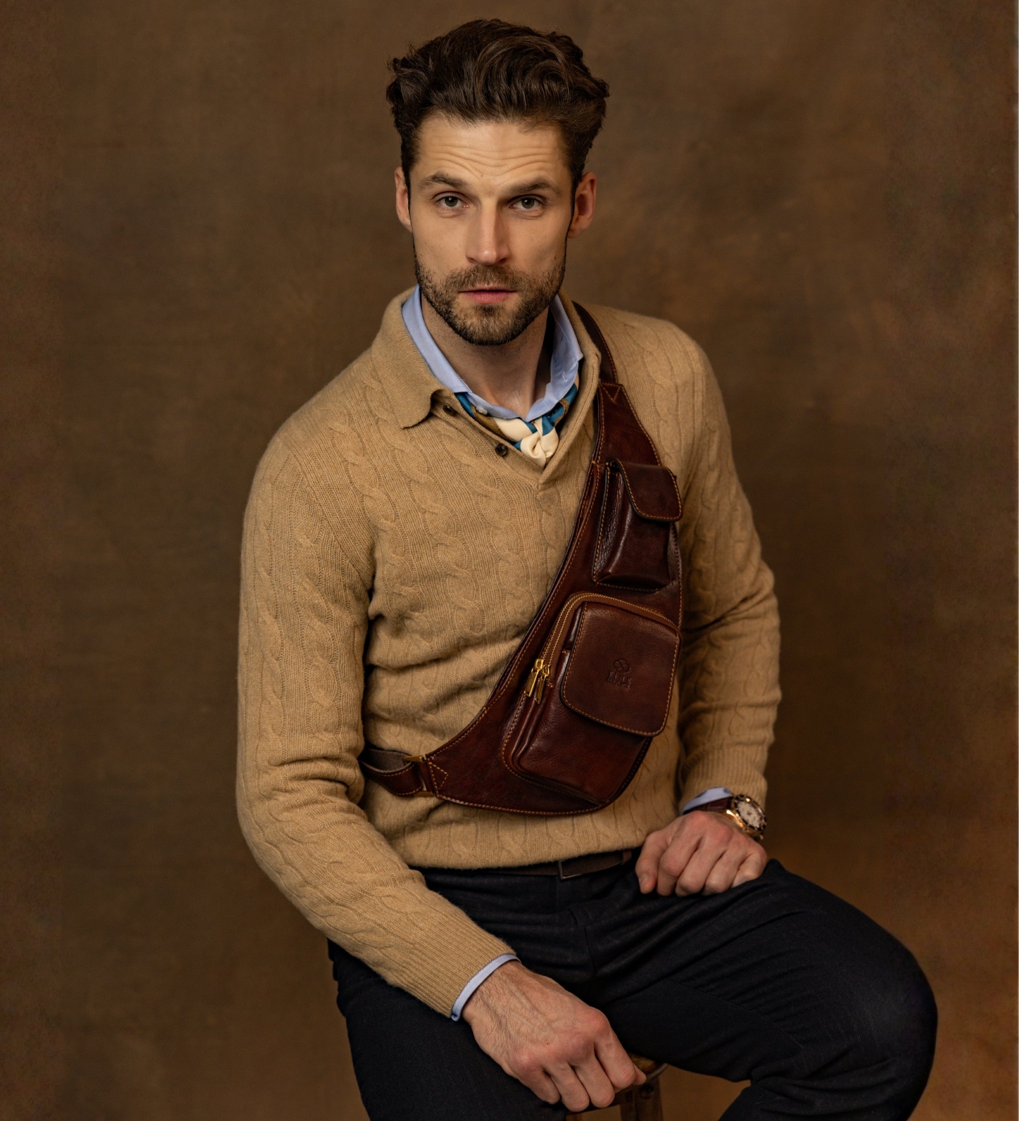 Borsa monospalla a tracolla in pelle - The Monk