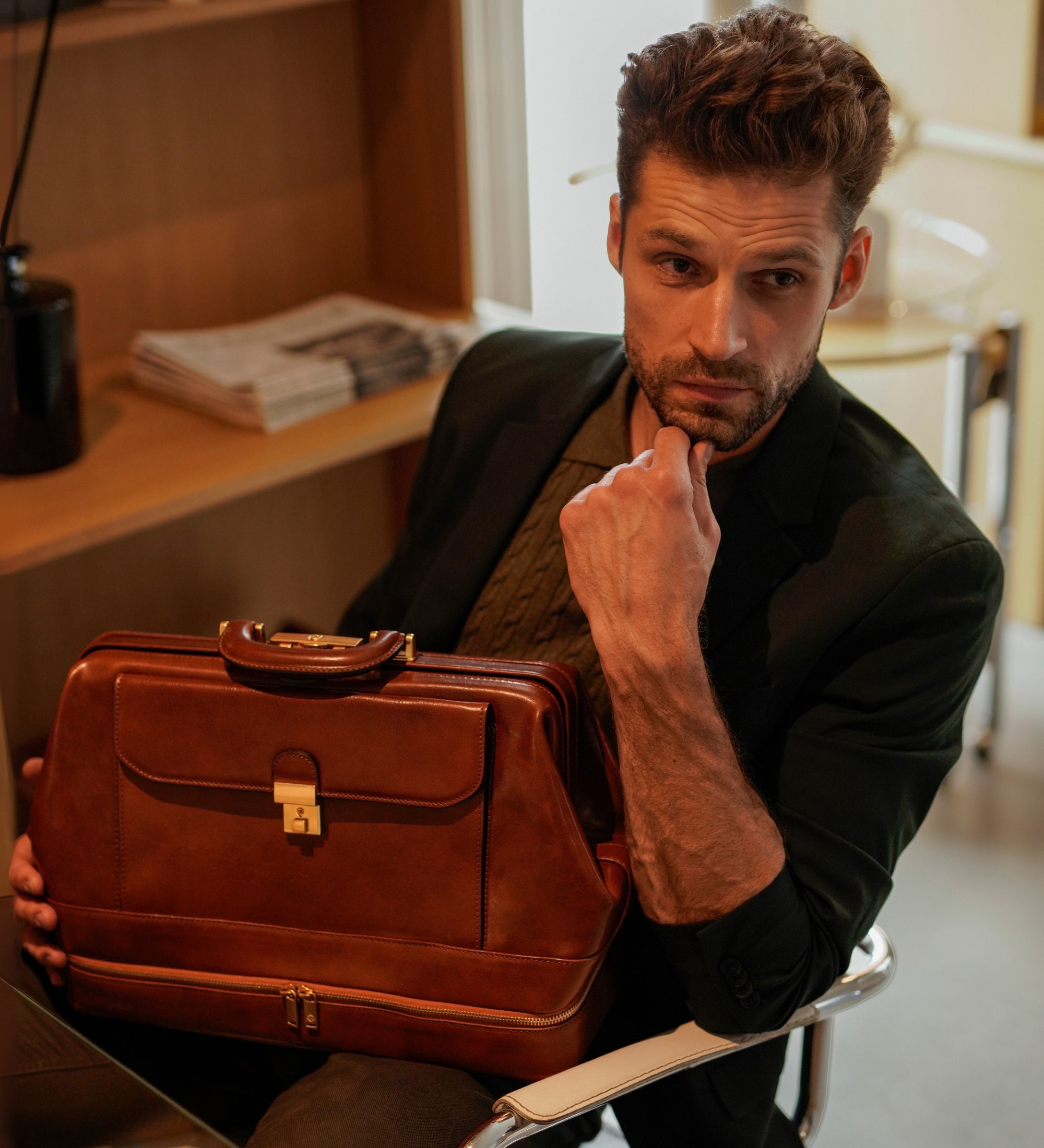 Borsa da medico grande in pelle Italiana - The Master and Margarita