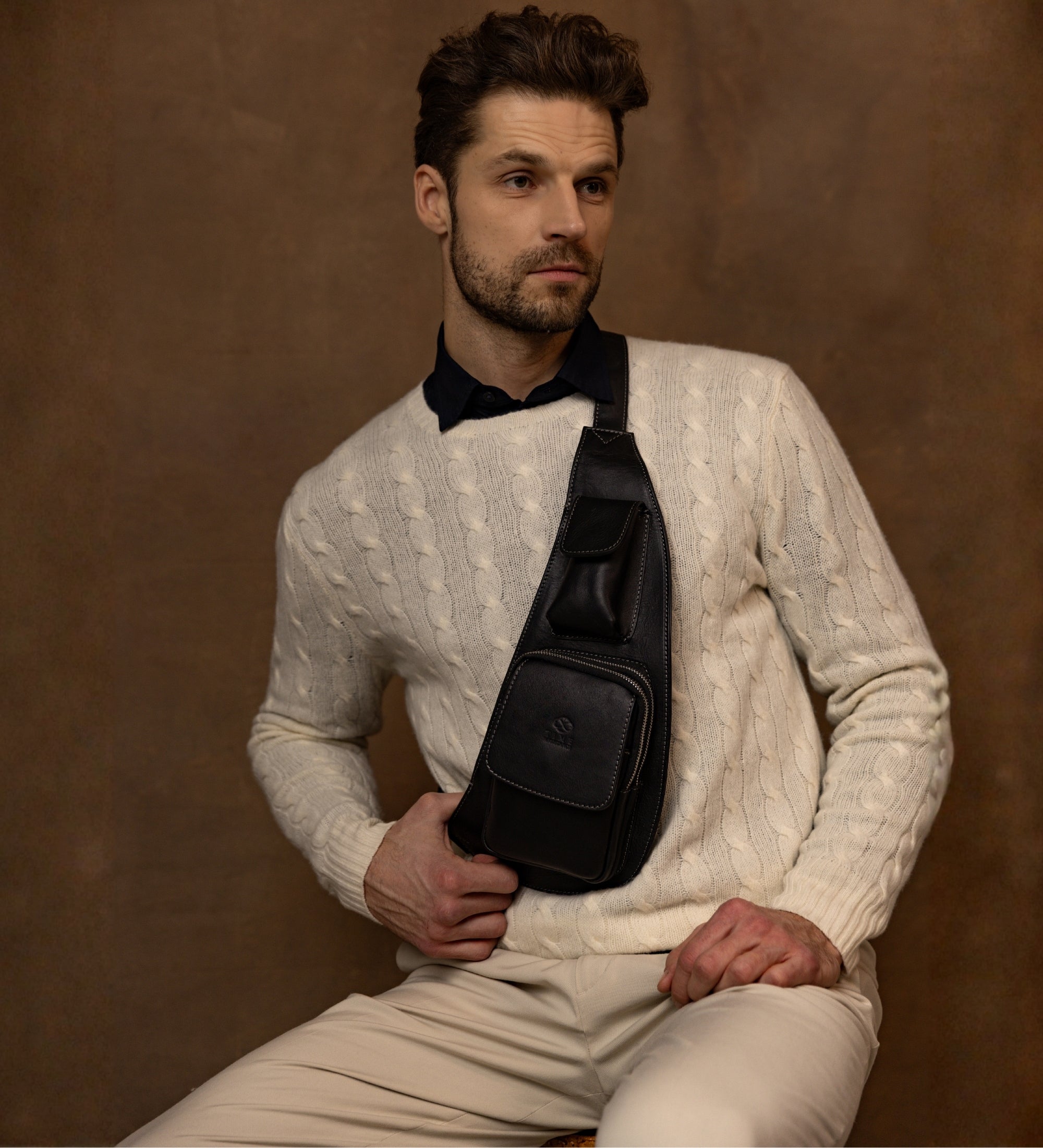 Borsa monospalla a tracolla in pelle - The Monk