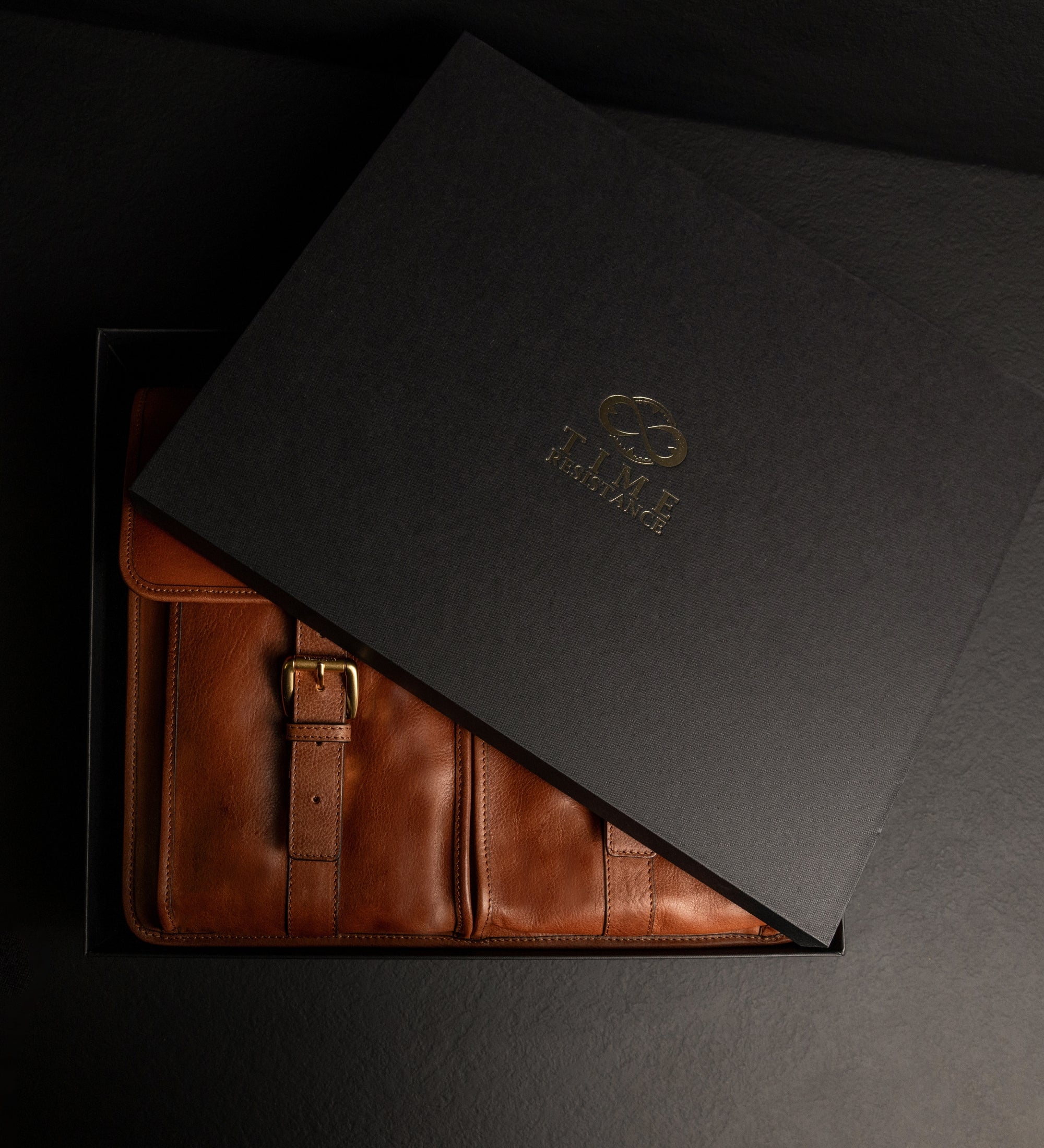 Borsa da lavoro a cartella con tracolla in pelle - The Time Machine