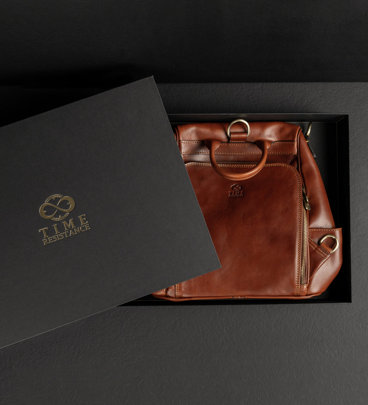 Zaino donna in pelle color cognac convertibile in borsa a spalla - The Waves
