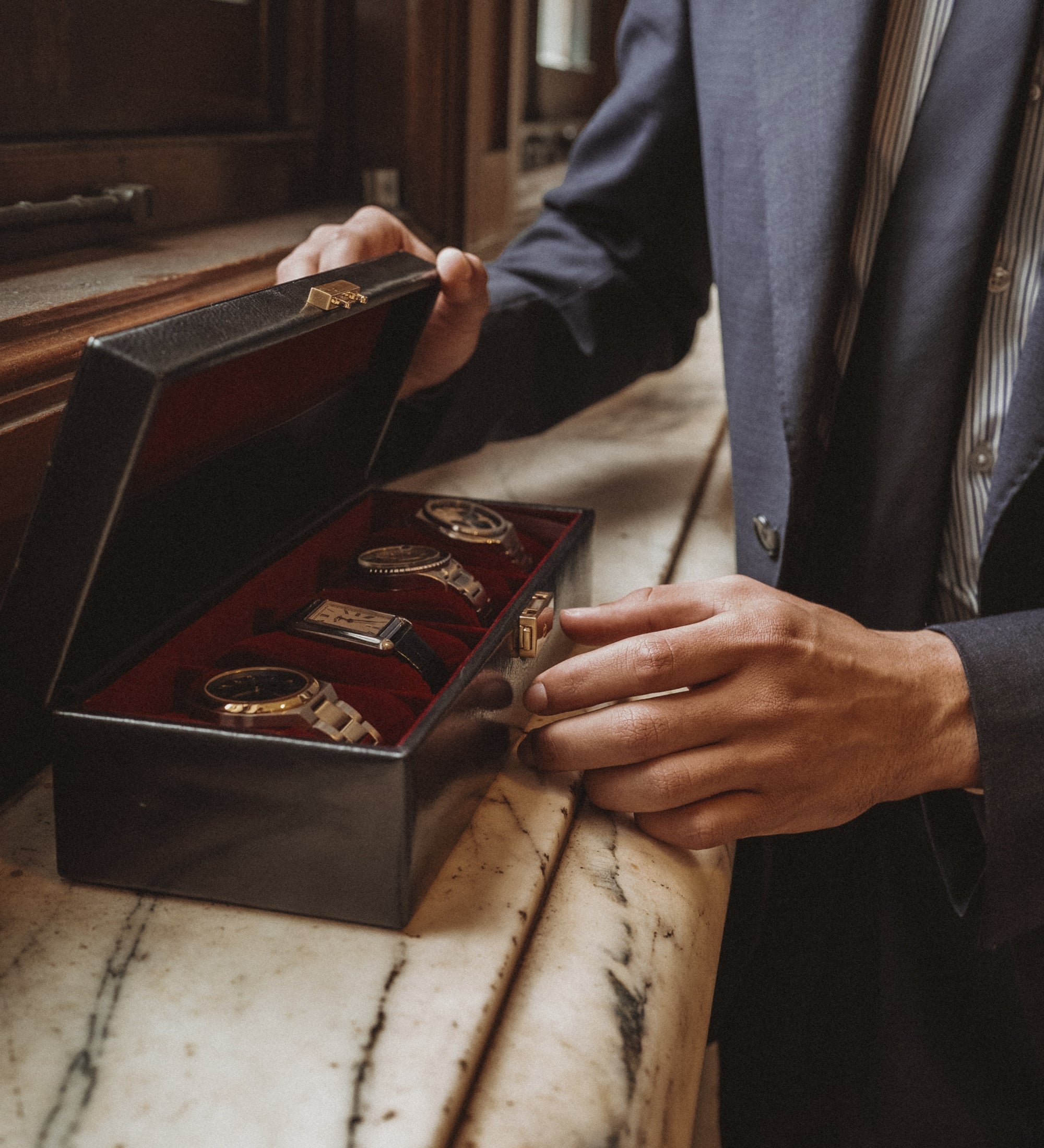 Cofanetto in pelle organizer per orologi - Herzog