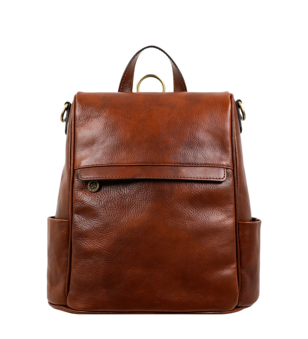 Zaino donna in pelle color cognac convertibile in borsa a spalla - The Waves