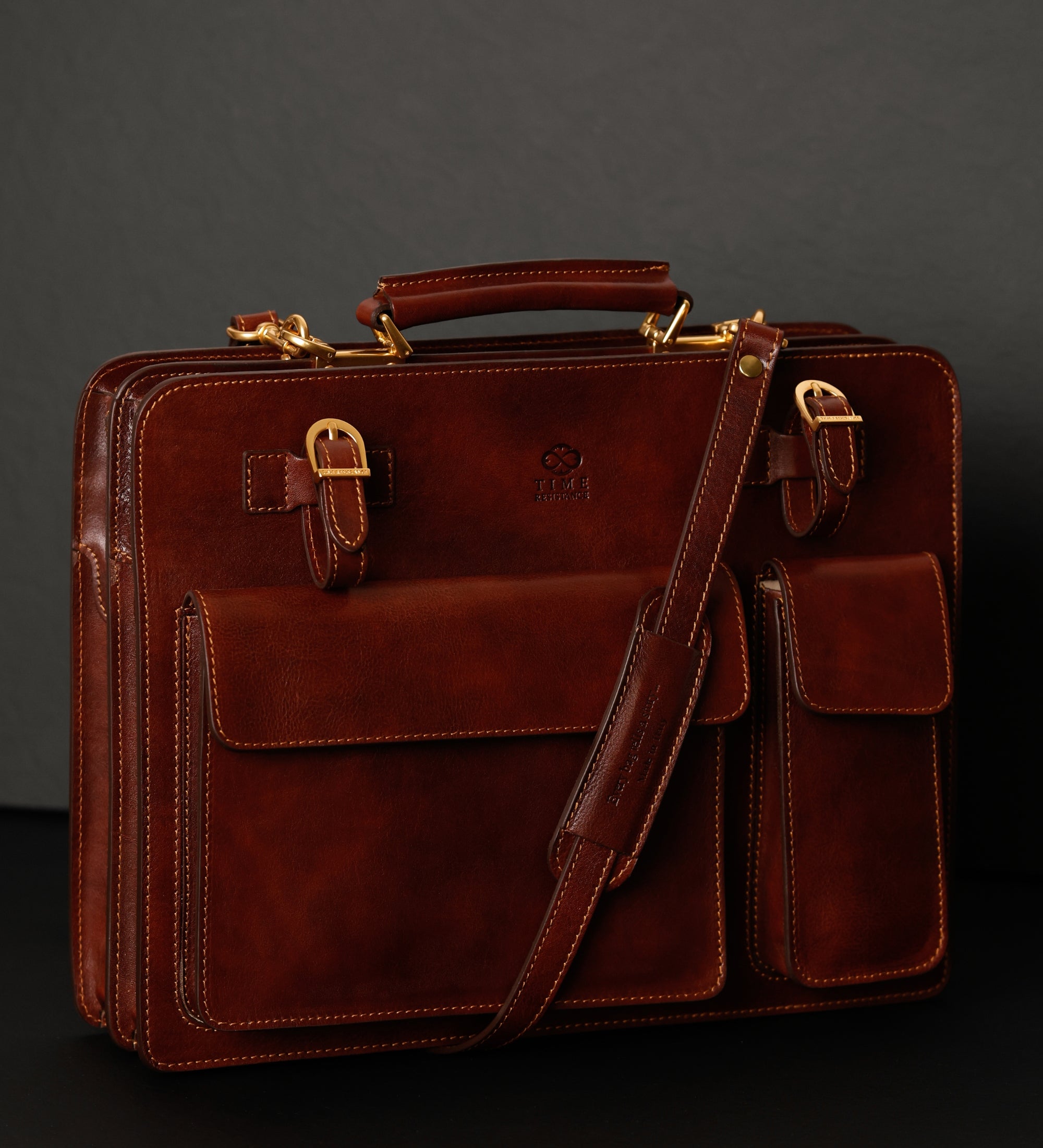 Borsa da lavoro a cartella con tracolla in pelle - The Prophet