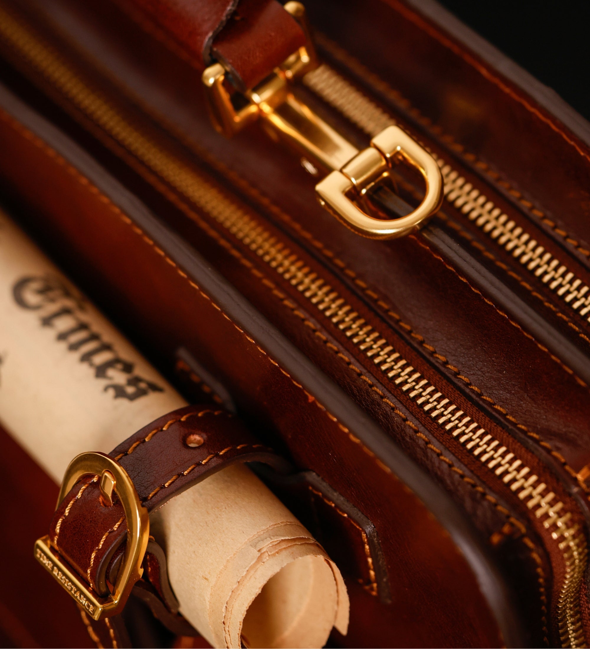 Borsa da lavoro a cartella con tracolla in pelle - The Prophet