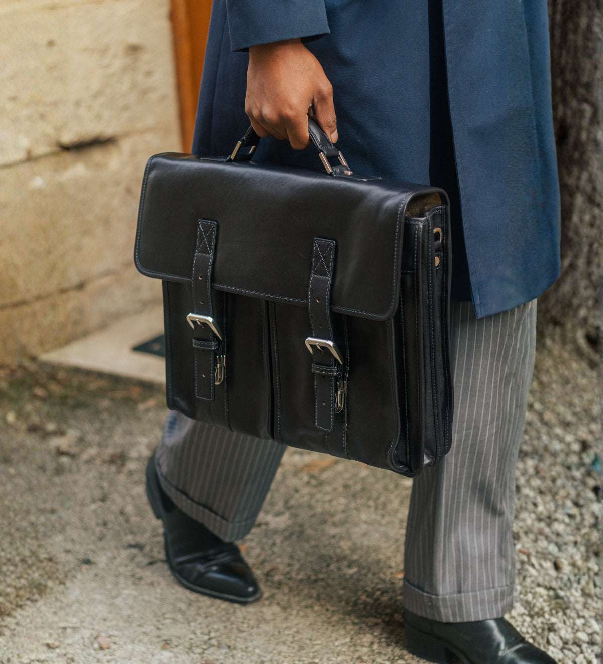 Borsa da lavoro a cartella con tracolla in pelle - The Time Machine