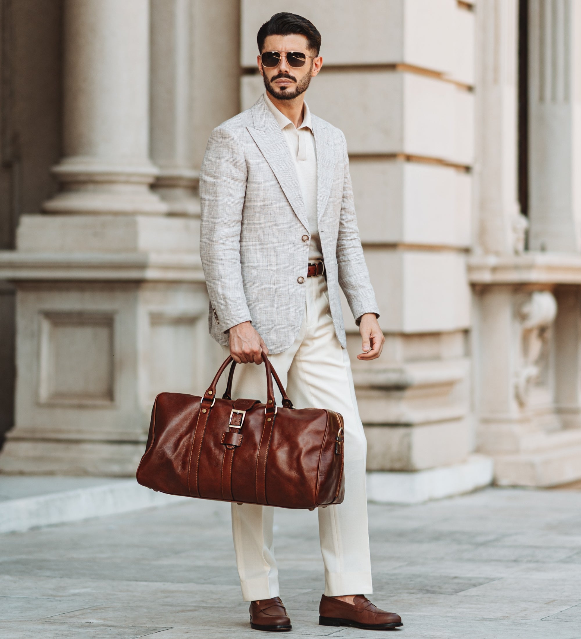 Borsone in pelle marrone cognac opaco - Tender Is the Night