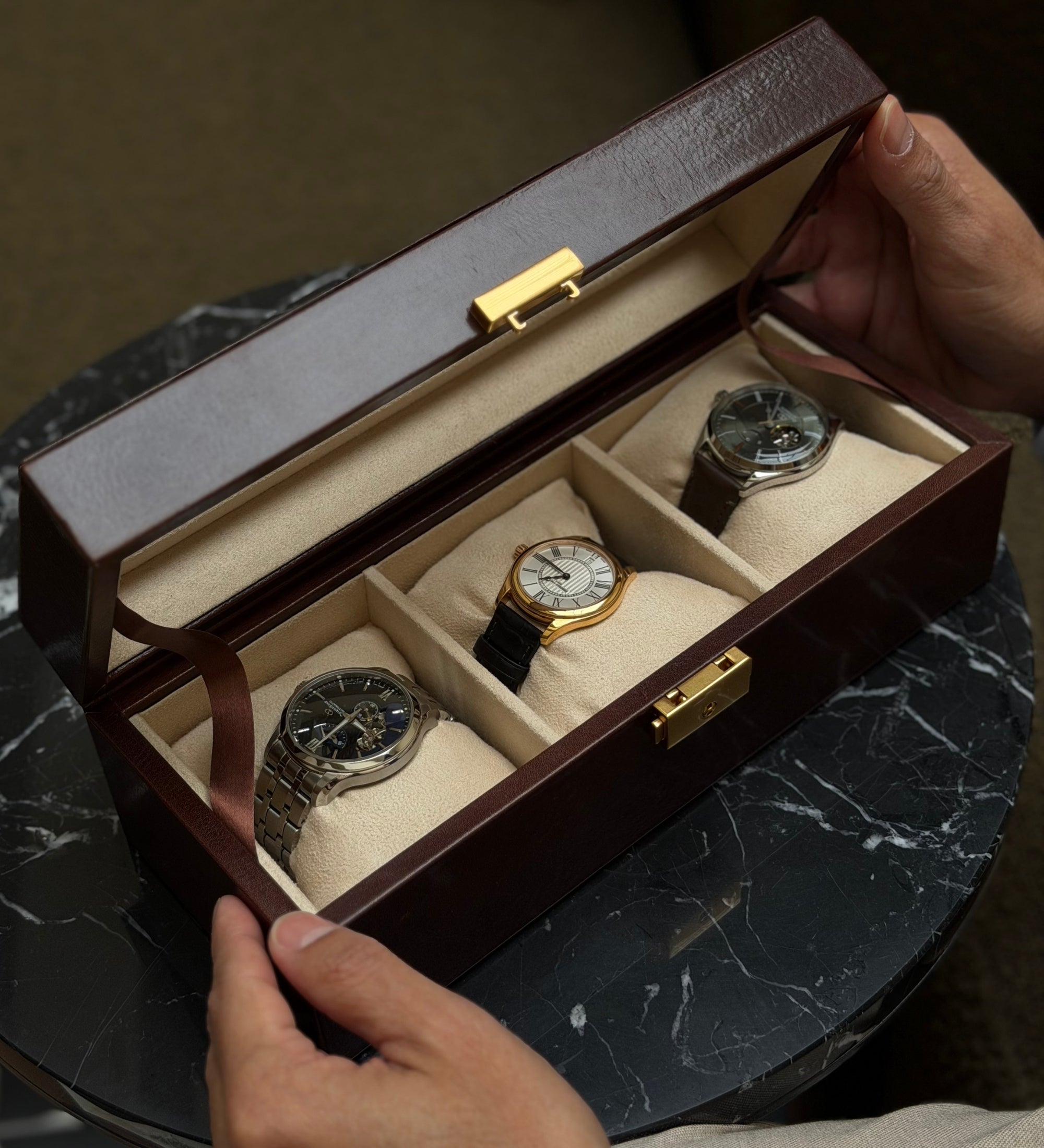 Cofanetto in pelle organizer per orologi - Silence