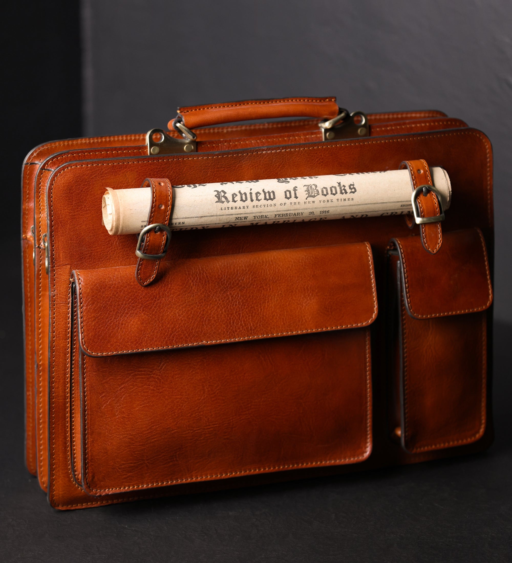 Borsa da lavoro a cartella con tracolla in pelle - The Prophet