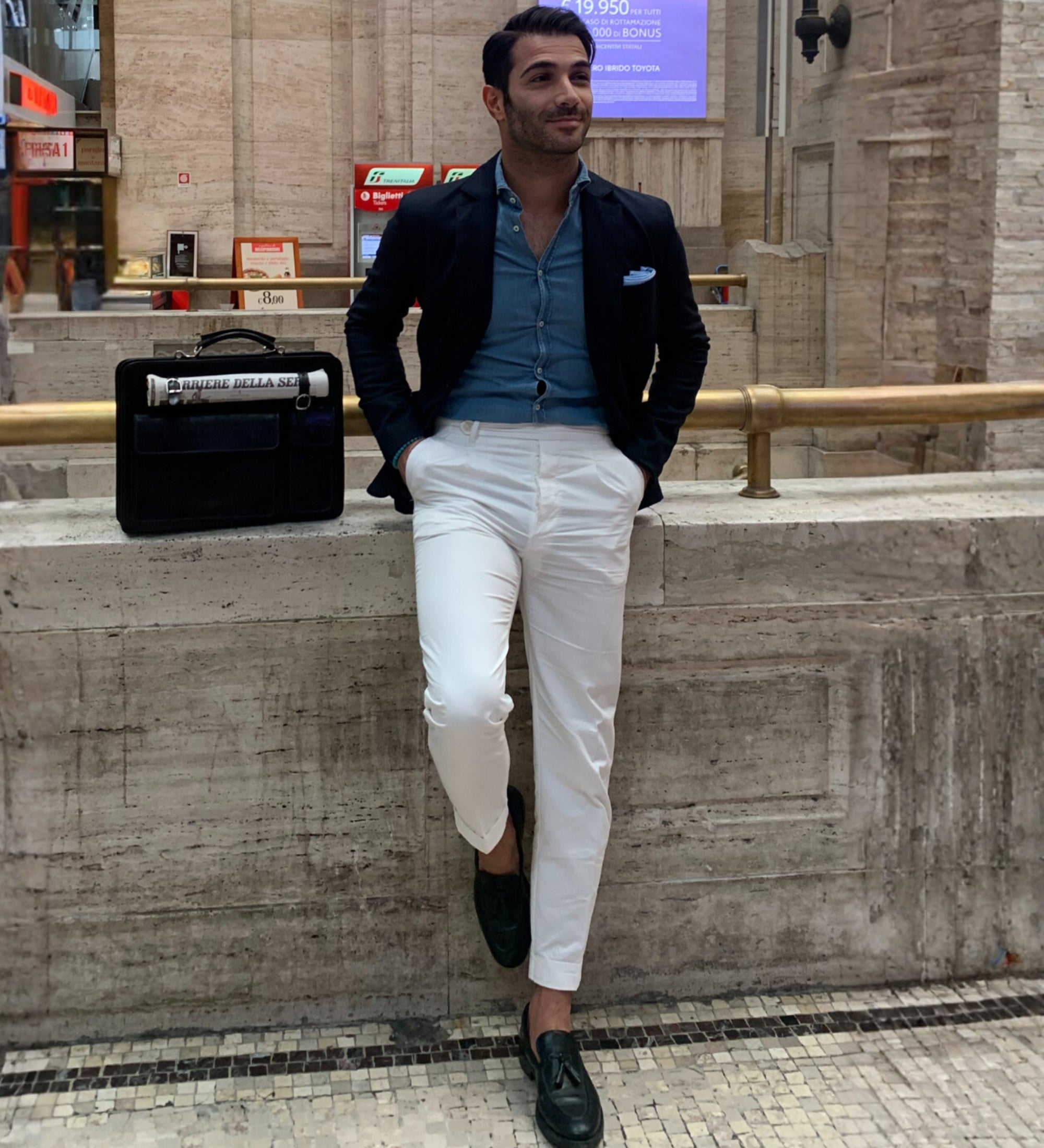 Borsa da lavoro a cartella con tracolla in pelle - The Prophet