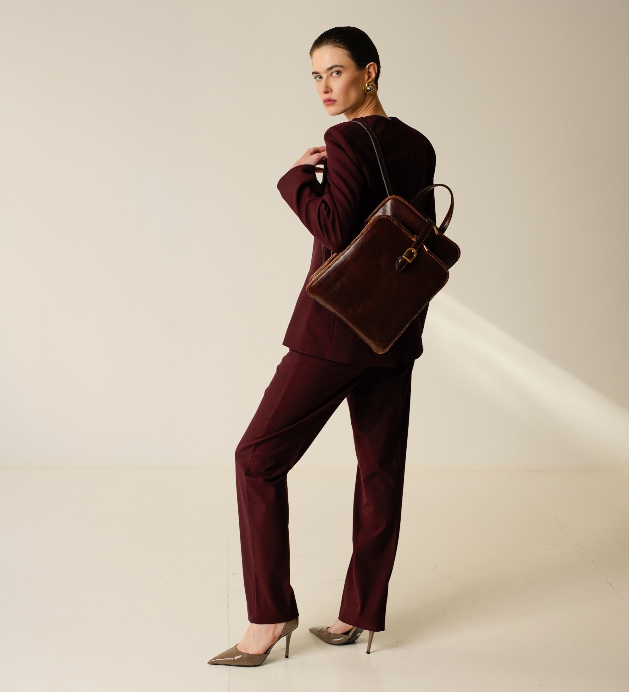 Zaino donna in pelle convertibile in borsa a spalla - Clarissa